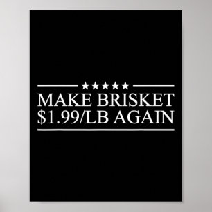 再び$1.99lbの牛の胸肉を BBQ バーベキュー面白い赤 ポスター