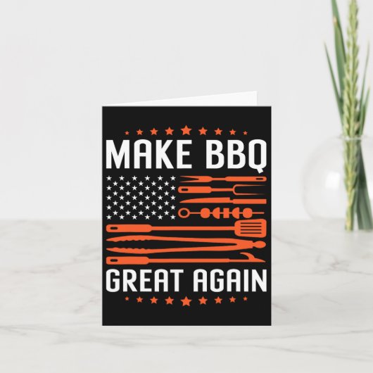再びBbqを作素晴らしる米国国旗トランプ焼きバーベック カード (正面)