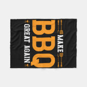 再びBbqを作素晴らしる米国国旗トランプ焼きバーベック フリースブランケット (正面(横))