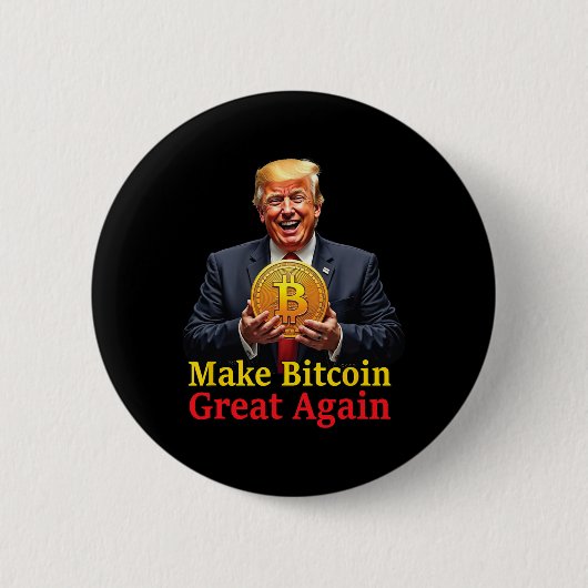 再びBitcoinを素晴らしBitcoin Crypto Futuをトランプ 缶バッジ (正面)