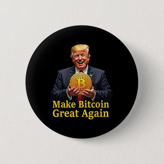 再びBitcoinを素晴らしBitcoin Crypto Futuをトランプ 缶バッジ (正面)
