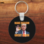 再びBitcoinを素晴らしTrump Bitcoinおもしろい Cryptにする キーホルダー (正面)
