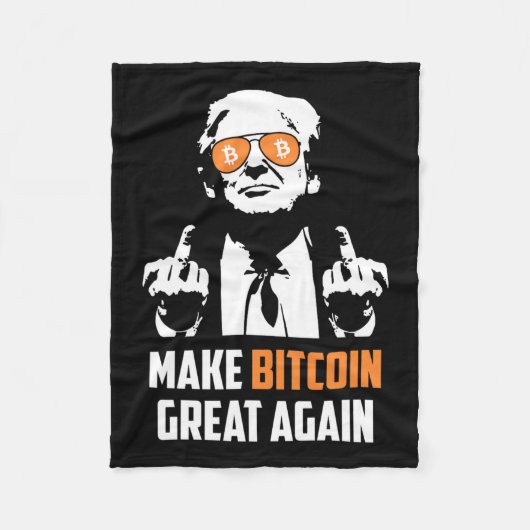 再びBitcoin素晴らし Magaプロおもしろいトランプ フリースブランケット (正面)