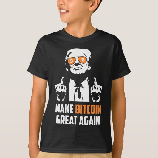 再びBitcoin素晴らし Magaプロおもしろいトランプ Tシャツ (正面)