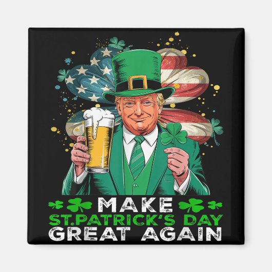 再びSt patricks day素晴らしをシャムロックトランプamにする マグネット (正面)