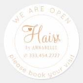 再オープン美容師名の訪問アポイントメント金ゴールド ラウンドシール (正面)