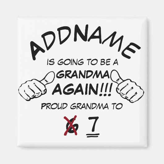 再カスタムび祖母 マグネット (正面)