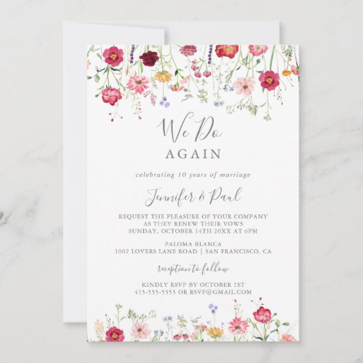 再シンプル生の誓いを立てるワイルドフラワー 招待状 (正面)