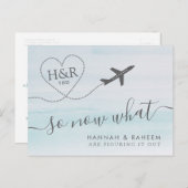 再スケジュールビーチ結婚式おもしろいの未定の発表 案内ポストカード (正面/裏面)