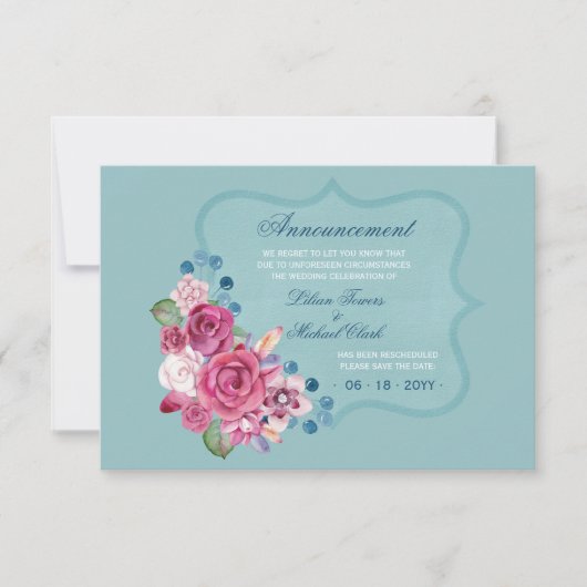 再スケジュール発表カード 案内状 (正面)