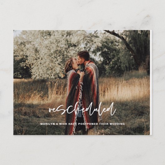 再スケジュー結婚ル、写真、変更日 ポストカード (正面)