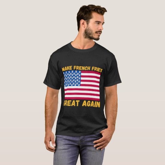 再フランスのび素晴らしアメリカ国旗のフランスのフライ Tシャツ (正面フル)