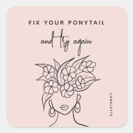 再モダンび花の女性を試パーソナライズされたす スクエアシール