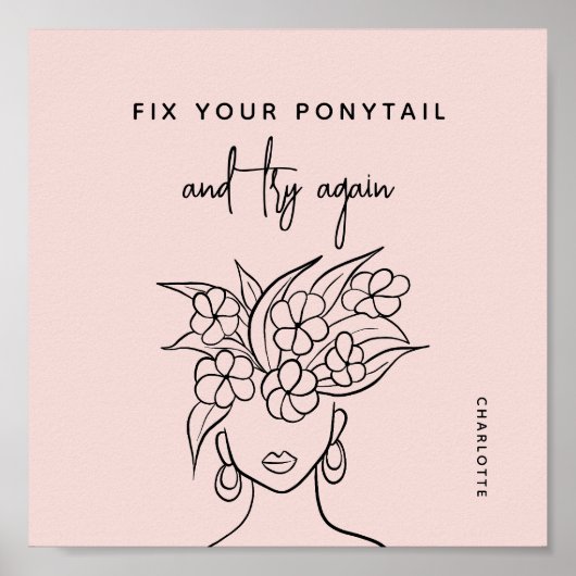 再モダンび花の女性を試パーソナライズされたす ポスター (正面)