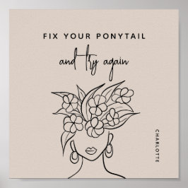 再モダンび花の女性を試パーソナライズされたす ポスター