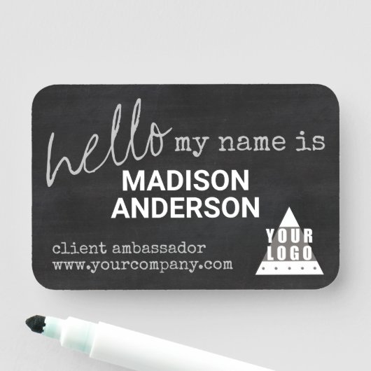 再使用可能なロゴの黒板のタイポグラフィこんにちは 名札 (インサイチュ)