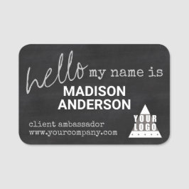 再使用可能なロゴの黒板のタイポグラフィこんにちは 名札