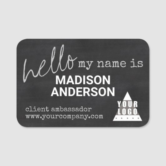 再使用可能なロゴの黒板のタイポグラフィこんにちは 名札 (正面)
