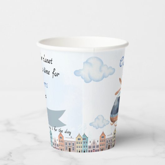 再使用可能地球に優しな青色水色ヘリコプター 紙コップ (右)