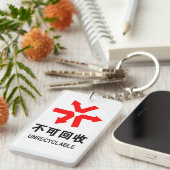 再利用できない～中国の言語半子記号 キーホルダー (正面右)