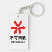 再利用できない～中国の言語半子記号 キーホルダー (裏面)