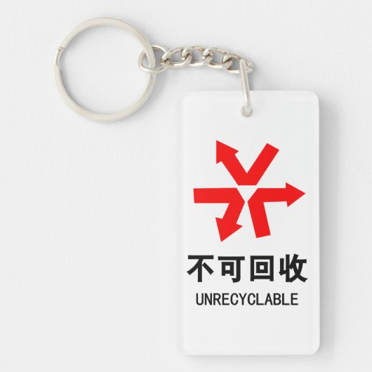 再利用できない～中国の言語半子記号 キーホルダー (正面)