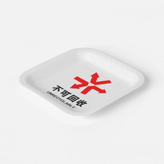 再利用できない~中国の言語半子記号 ペーパープレート (傾斜あり)