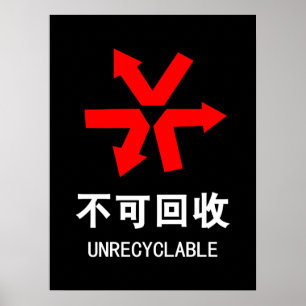 再利用できない～中国の言語半子記号 ポスター