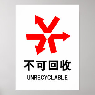 再利用できない～中国の言語半子記号 ポスター