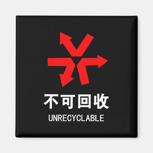 再利用できない~中国の言語半子記号 マグネット (正面)