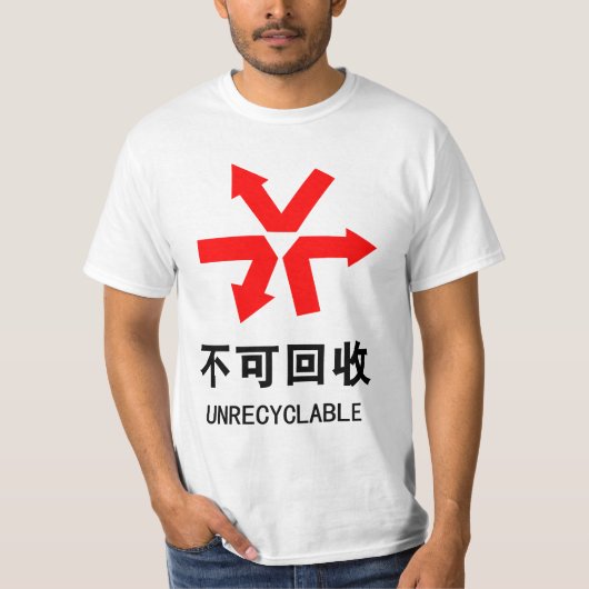 再利用できない～中国の言語半子記号 Tシャツ (正面)