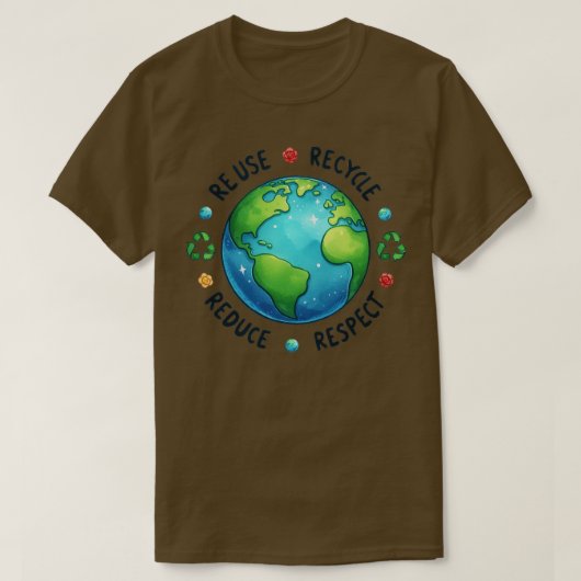 再利用リサイクル尊重減ら Tシャツ (デザイン正面)