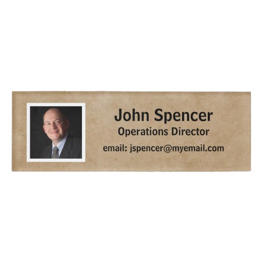 再利用可能なベージュと白の水平写真用磁気 名札 (正面)