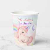 再利用可能な地球に優しスイートピンクのユニコーン虹 紙コップ (正面)