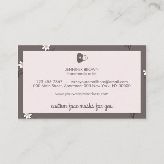 再利用可能な顔マスクブティック 名刺 (裏面)