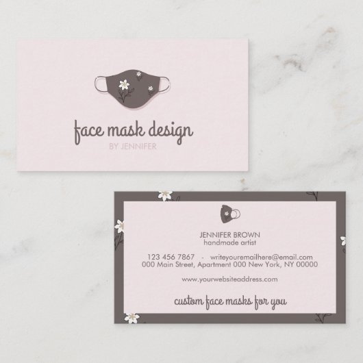 再利用可能な顔マスクブティック 名刺 (正面/裏面)