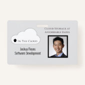 再利用可能な黒と灰色の写真水平磁気 バッジ (正面)