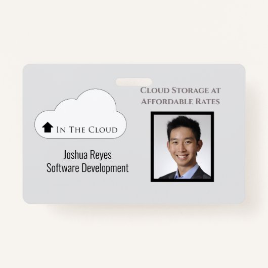 再利用可能な黒と灰色の写真水平磁気 バッジ (正面)