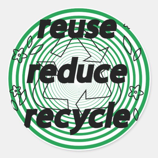 再利用減らリサイクルグリーン&ホワイト ラウンドシール (正面)