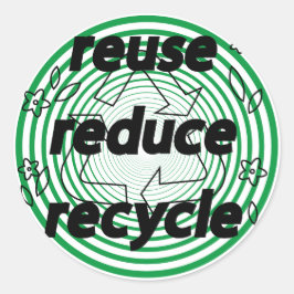 再利用減らリサイクルグリーン&ホワイト ラウンドシール