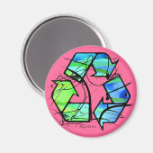 再利用減ら、リサイクル・アース・デイ・ギフト マグネット (正面/裏面)