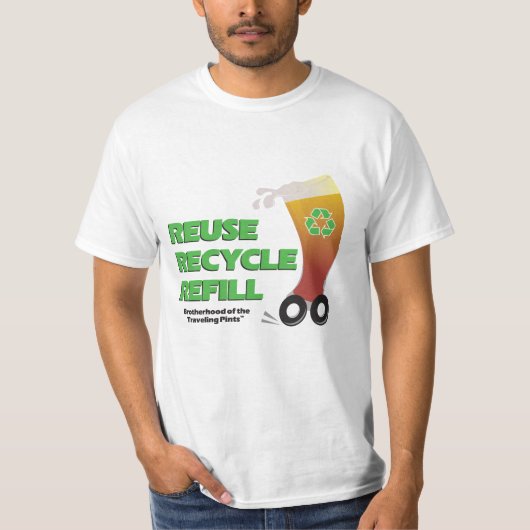 再利用、リサイクル、結め換え品の人のTシャツ Tシャツ (正面)