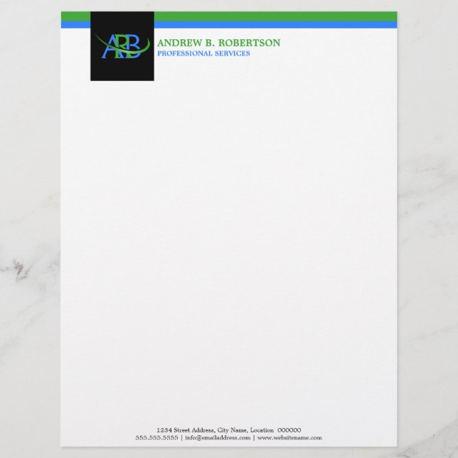 再収モダン容可能なSwooshモノグラム事業 レターヘッド (正面)