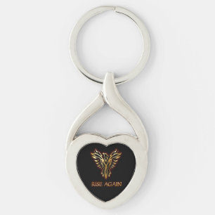 再度フェニックスの鳥の上昇の歪んだハートKeychain キーホルダー