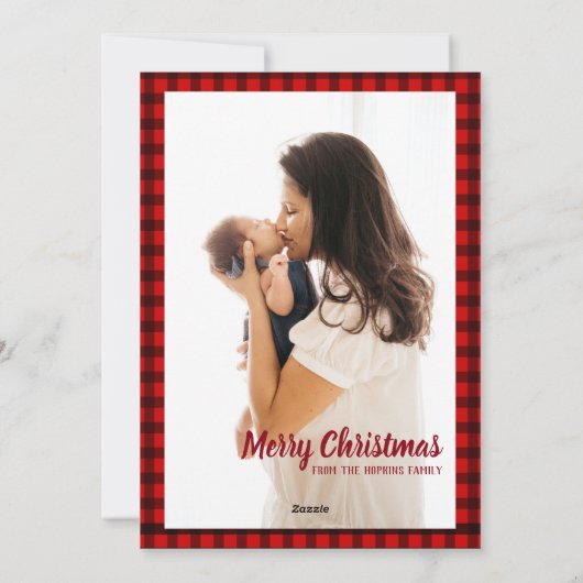 再検討中の私たちの年，家族イベントのクリスマスレッド シーズンカード (裏面)