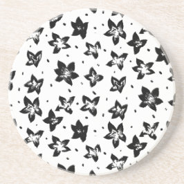 再構築された花柄 – 無彩色ゴシック コースター