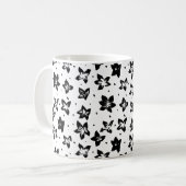 再構築された花柄 – 無彩色ゴシック コーヒーマグカップ (正面左)