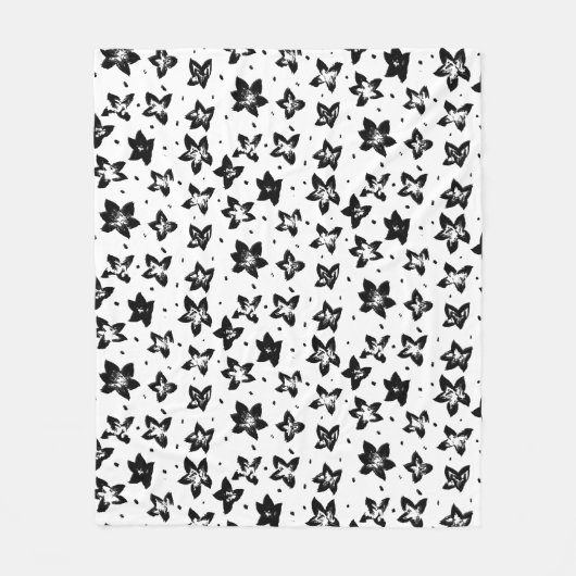 再構築された花柄 – 無彩色ゴシック フリースブランケット (正面)