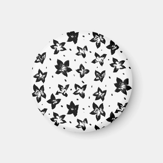 再構築された花柄 – 無彩色ゴシック マグネット (正面)