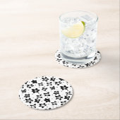 再構築された花柄 – 無彩色ゴシック ラウンドペーパーコースター (インサイチュ)